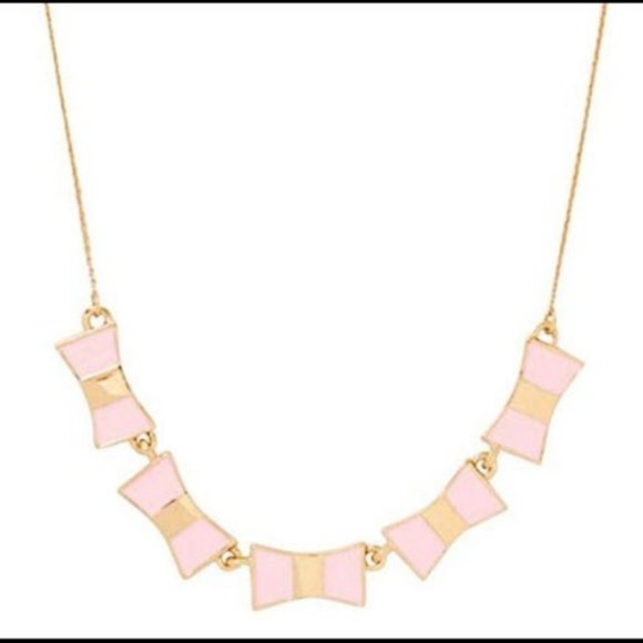 kate spade Jewelry - Kate Spade New York Pink Gold Bow Shoppe Row Necklace NWT